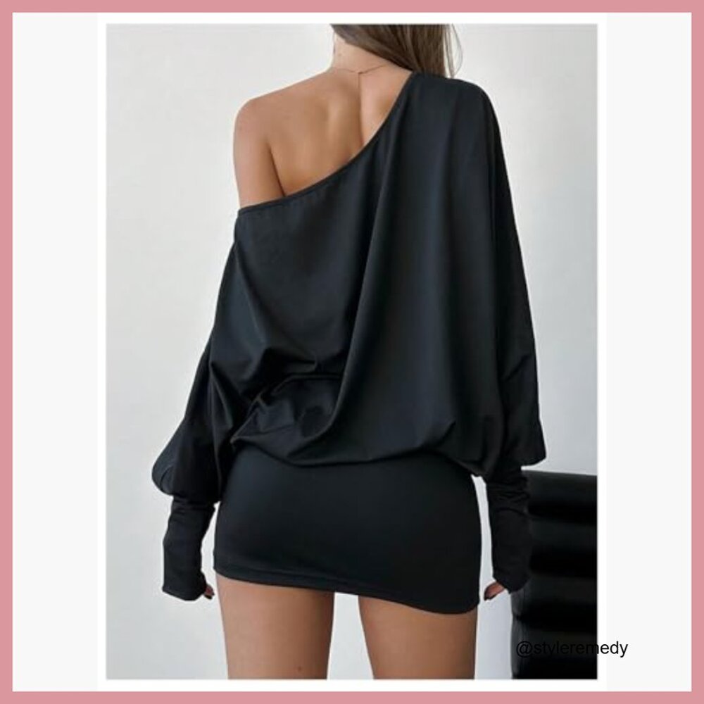 Polyester Elastane Off Shoulder Long Sleeve Bodyc… - image 3